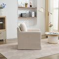 29.92'' Swivel Accent Chair, Upholstered Skirted Swivel Chair With Removable Back Cushion, 360 Degree Comfy Armchair For Living Room, Nursery, Lounge,Office,Beige Chenille Beige Chenille