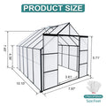 8X10Ft Double Door Polycarbonate Greenhouse Raised Base And Anchor Aluminum Heavy Duty Walk In Greenhouses For Outdoor Backyard In All Season,Black Black Aluminium