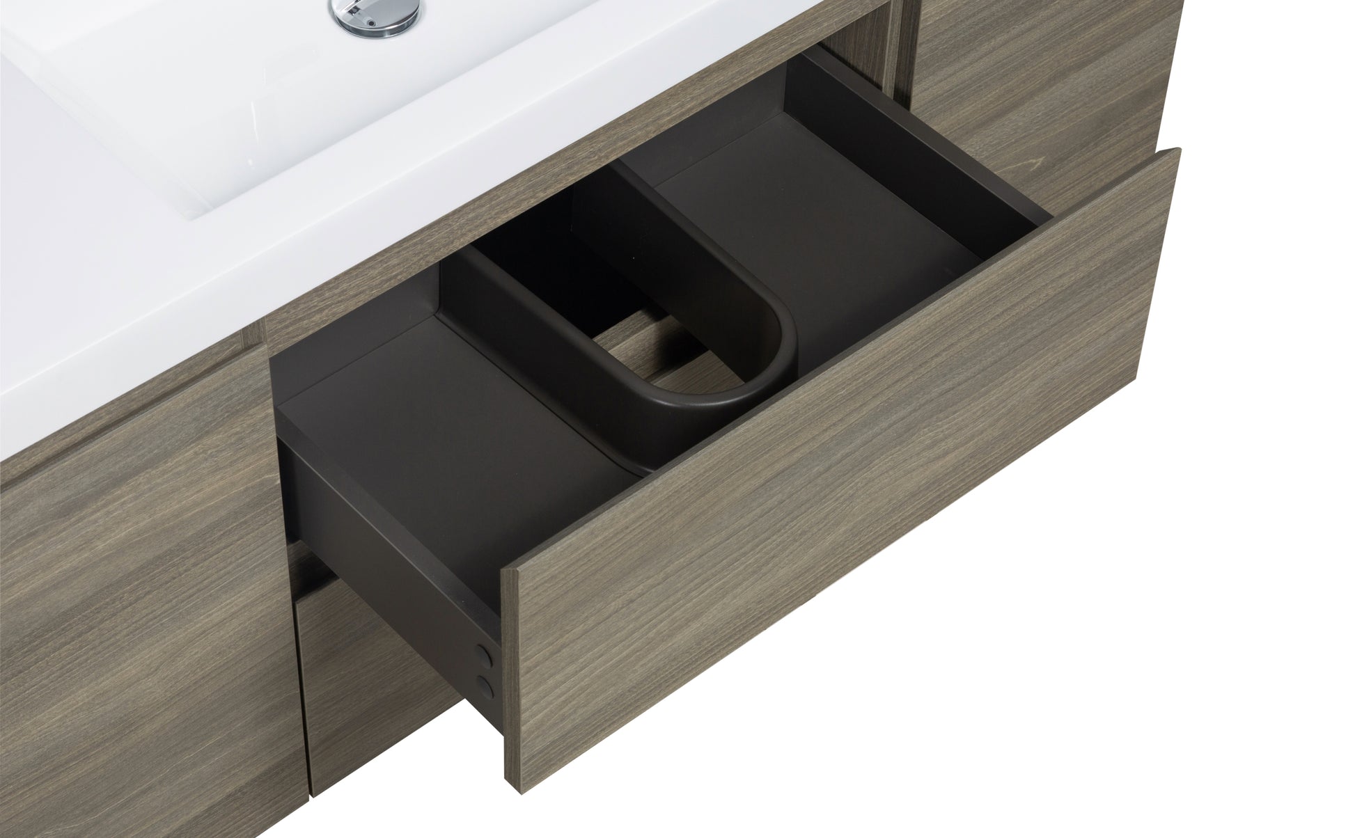 48" Floating Bathroom Vanity With Sink, Modern Wall Mounted Bathroom Storage Vanity Cabinet With Resin Top Basin And Soft Close Drawers, Ash Grey 24V11 48Ag 2 Grey 2 Bathroom Melamine