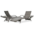 K&K 80'' Outdoor Wicker Chaise Lounge Chairs Set Of 2, Patio Rattan Reclining Chair Pull Out Side Table Adjustable Backrest Ergonomic Wave Design Pool Sunbathing Recliners, Grey No Lounge Grey Seats