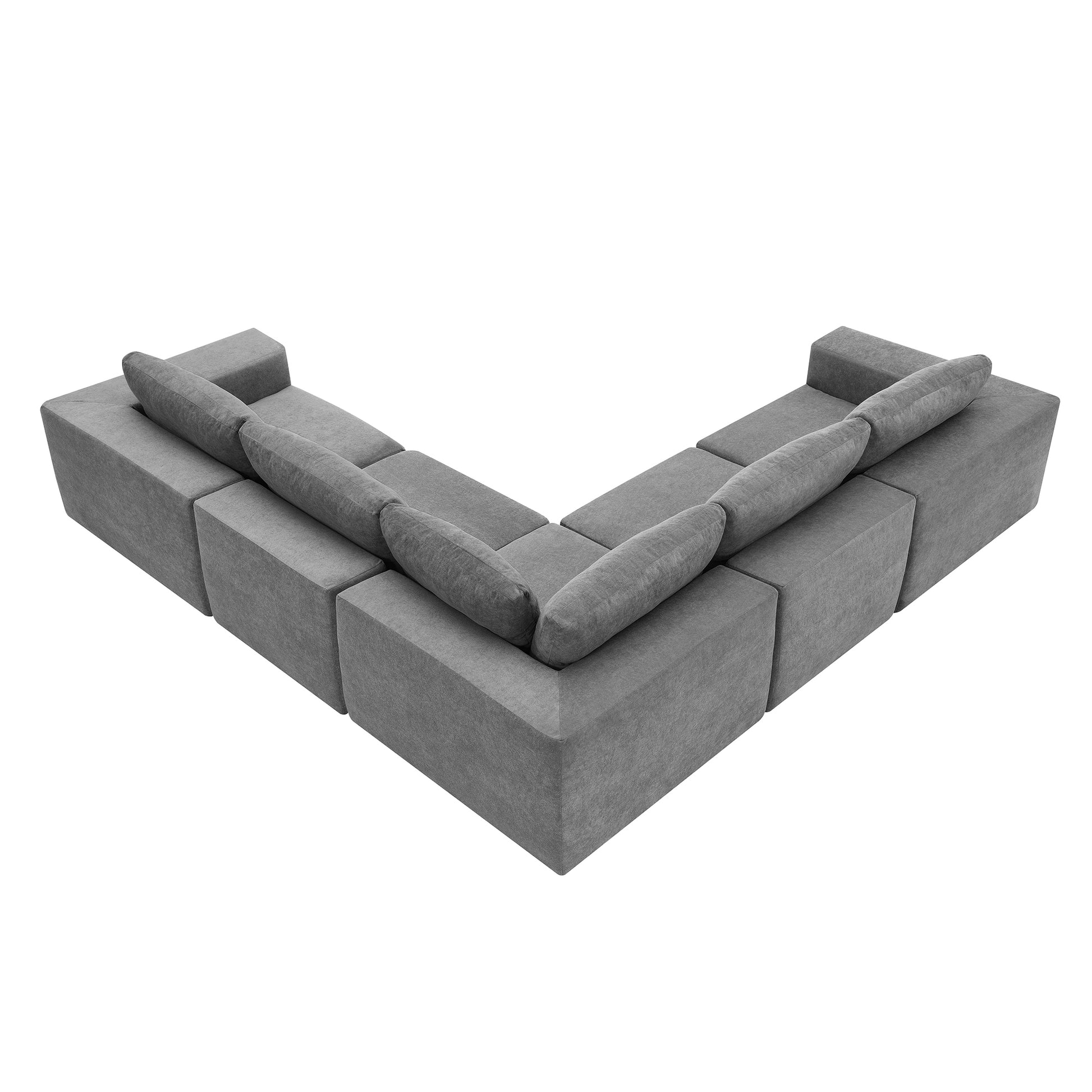 116*116" Modular L Shaped Sectional Sofa,Luxury Floor Couch Set,Upholstered Indoor Furniture,Foam Filled Sleeper Sofa Bed For Living Room,Bedroom,5 Pc Free Combination,3 Colors Gray Fabric 5 Seat