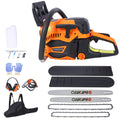 62Cc Gas Powered Chainsaw, 2 Cycle Petrol Handheld Cordless Chain Saw, Gasoline Gas Chainsaws For Tree Wood Cutting,With 18