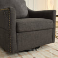 Dark Grey 360 Degree Swivel Rotating Accent Chair With Usb And Magazine Book For Living Room And Hotel Bed Room,Upholstered Accent Chair With Cooper Nail Dark Grey White Primary Living Space American Design,Classic,Modern Pine Foam Wood Fabric