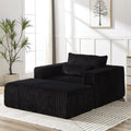 75 Inch Corduroy Sponge Sofa Lounge Chair With Removable Footrest,No Assembly Required,Fluffy Modern Sleeper Chair For Indoor Living Room Bedroom Black Foam Corduroy 1 Seat