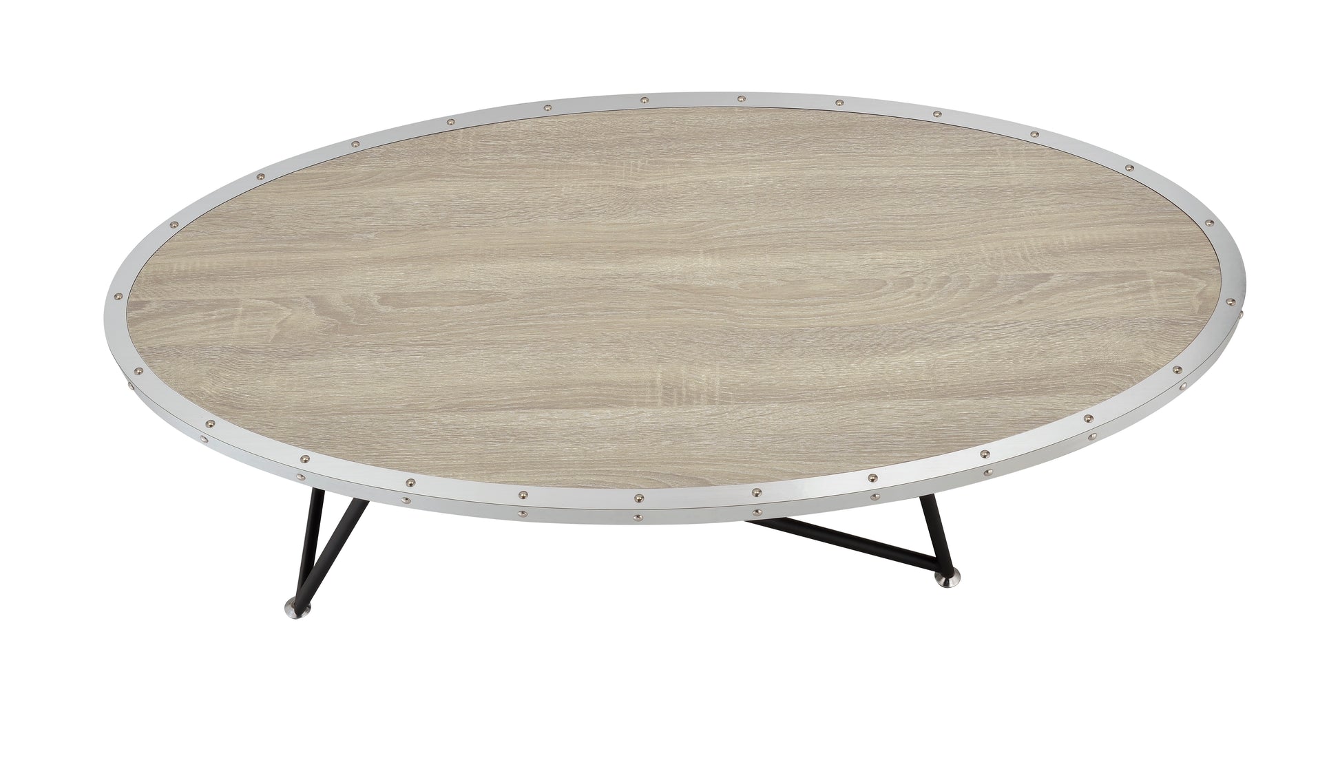 Allis Weathered Gray Oak & Metal Finish Coffee Table Black,Oak Metal,Synthetic Wood