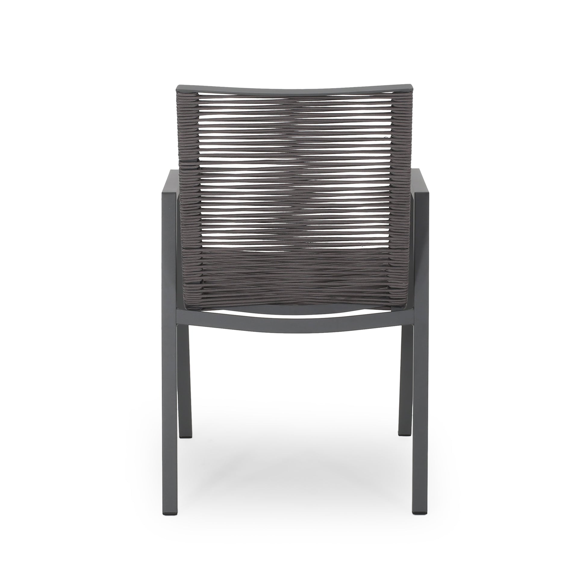 Outdoor Modern Aluminum Dining Chair With Rope Seat Set Of 2 , Gray And Dark Gray Dark Grey Aluminium