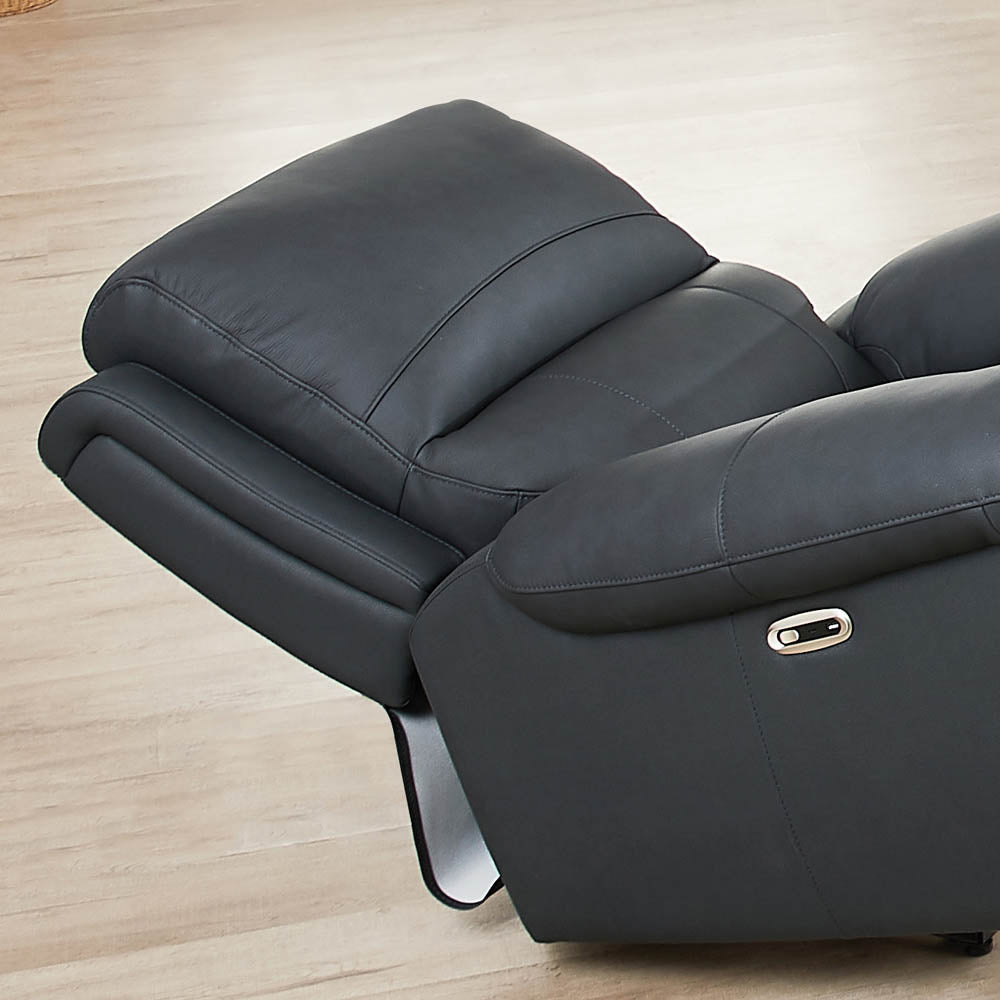 Monica Power Zero Gravity Recliner Gunmetal Memory Foam Genuine Leather