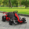 Aosom 24V 7.5 Mph Electric Go Kart With Adjustable Seat, Drifting Car Battery Powered Ride On Toy Outdoor With Slow Start, Button Start, Music, Honking Horn, Lights, For 6 12 Years Old, Red Red