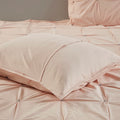 3 Piece Elastic Embroidered Cotton Duvet Cover Set King Pink Cotton