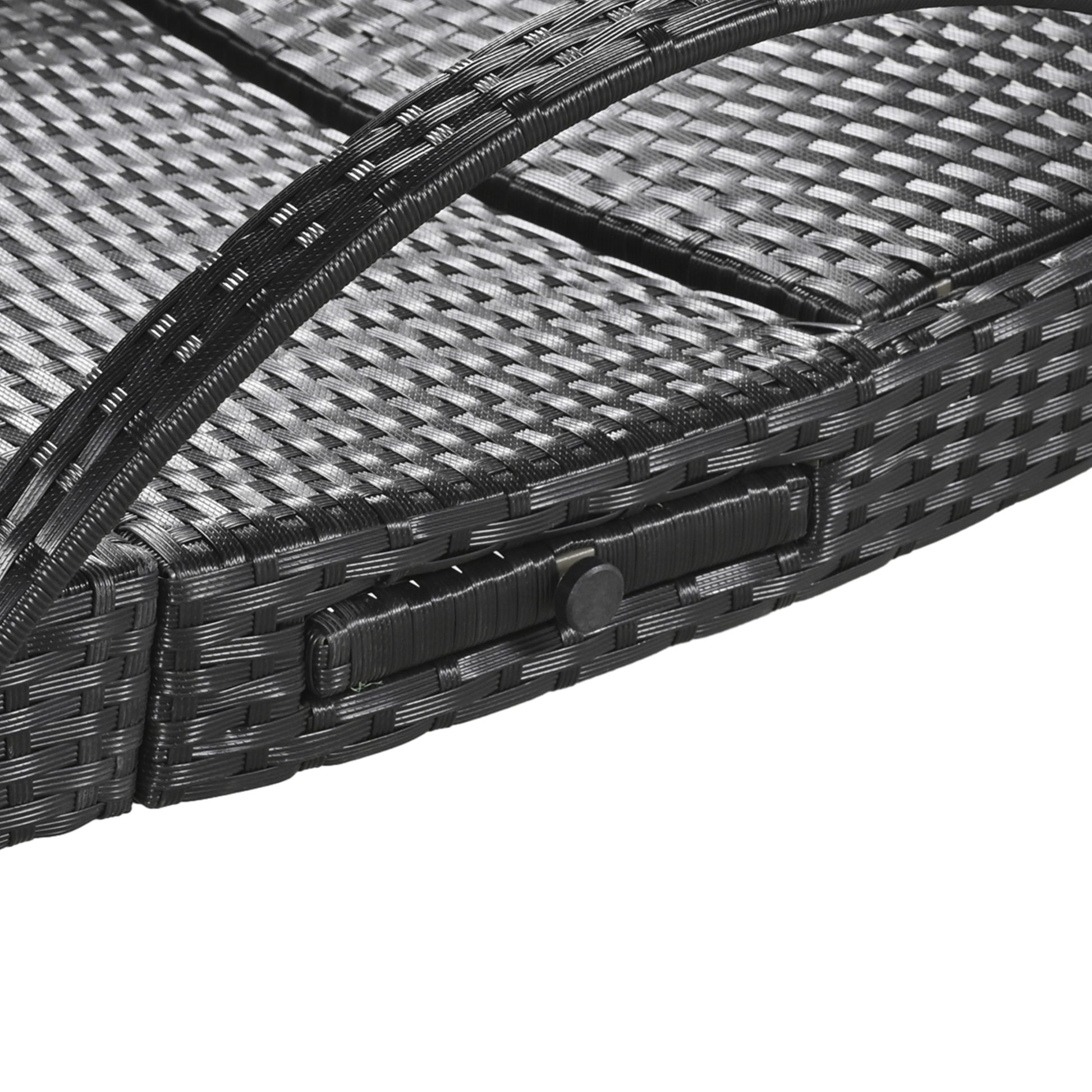 K&K 80'' Outdoor Wicker Chaise Lounge Chairs Set Of 2, Patio Rattan Reclining Chair Pull Out Side Table Adjustable Backrest Ergonomic Wave Design Pool Sunbathing Recliners, Black No Lounge Black