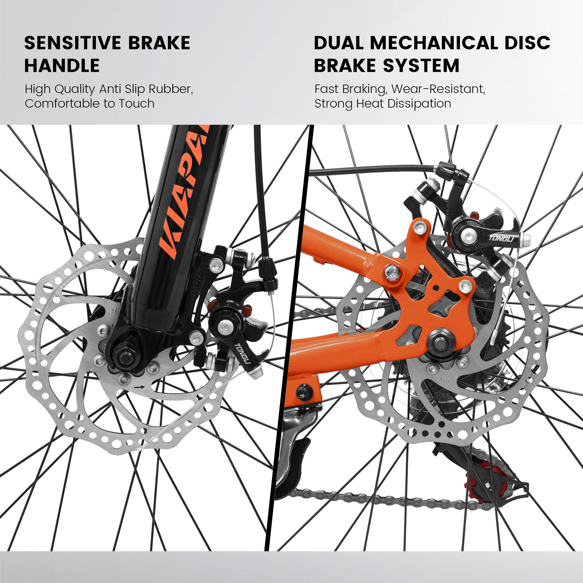 A26336 26 Inch Aluminum Frame Shock Fork Plus Shock Absorber 21 Speed Unisex Mountain Bike Black Orange Steel