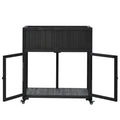 Patio 35.4''X17.7''X37.4'' Mini Wood Cold Frame, Compact 2 Doors Garden Greenhouse With Wheels, Raised Bed With Liner For Indoor Outdoor Use, Black Black Garden & Outdoor Casual Wood