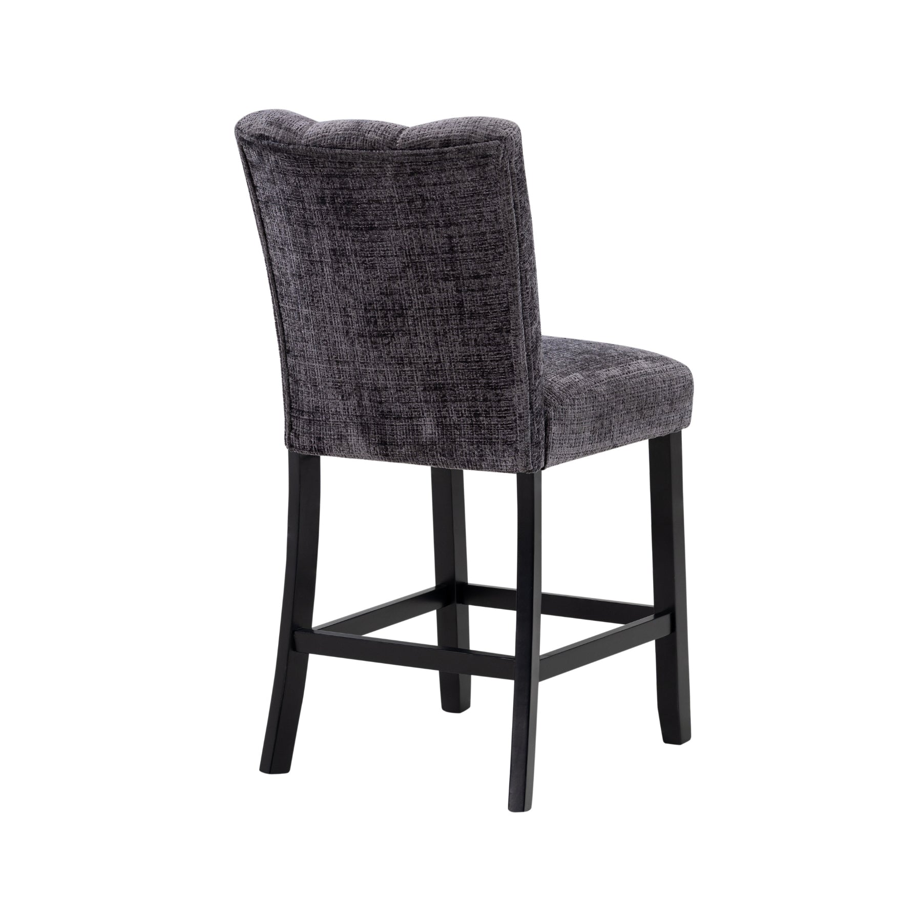 Magaly Dark Grey Bar Stools Kit Of 2 Solid Gray Dining Room Rubberwood Solid Back Set Of 2 Rubberwood Dark Grey Foam Wipe Clean Rectangular Modern Side Chair Foam Mdf
