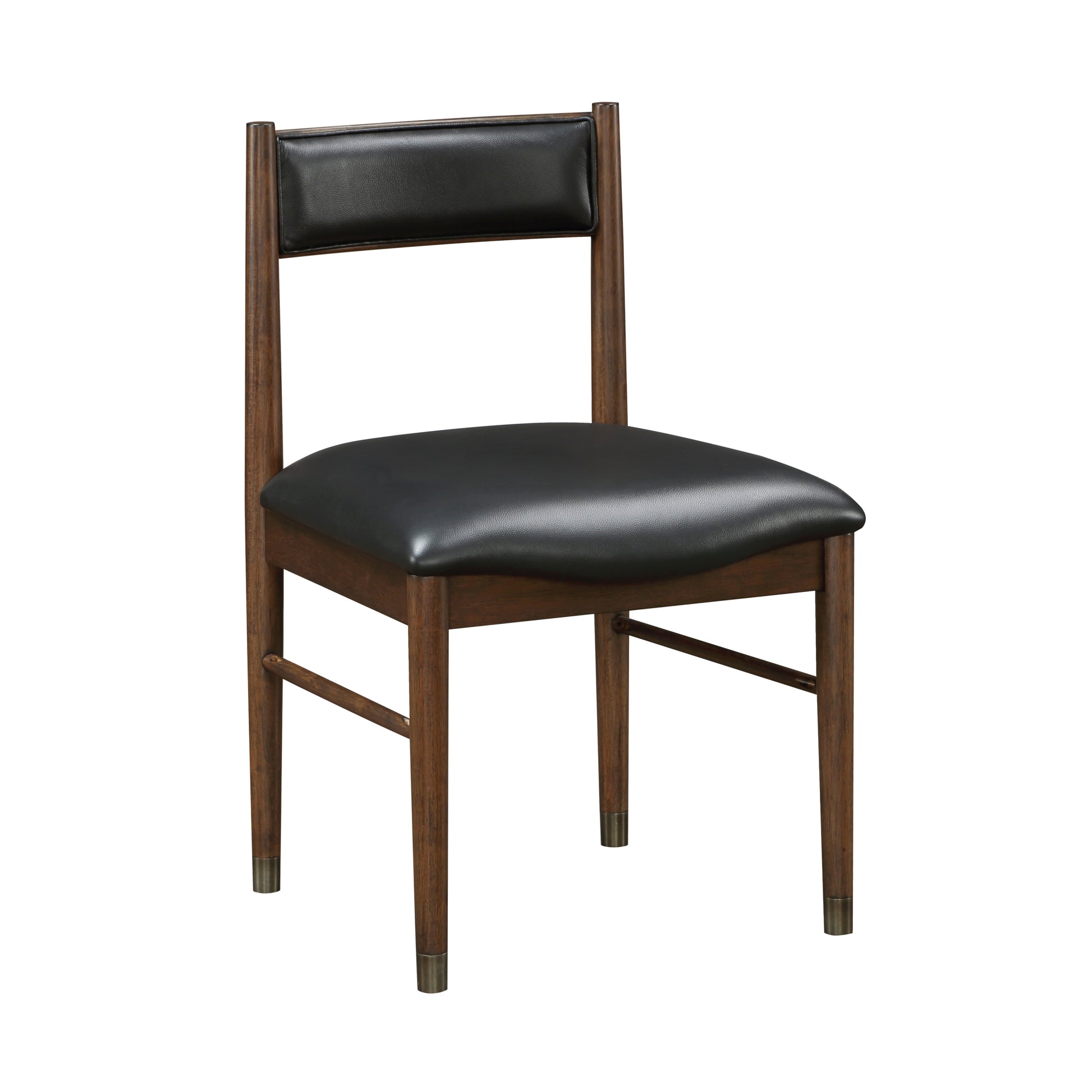 Black Leather Upholstered Side Chairs Set Of 2, Modern Contemporary Cherry Finish Wooden Furniture Dining Chairs Cherry Dining Room Contemporary,Modern,Transitional Wood