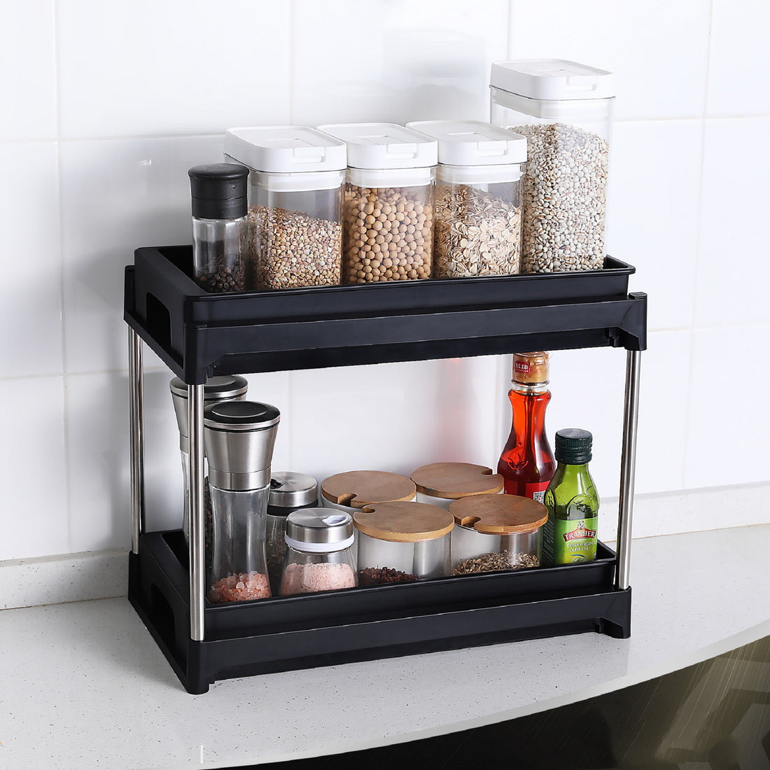 Organizers And Storage Cabinet Organizers And Storage Pull Out Drawers 2 Hooks Black Black Plastic