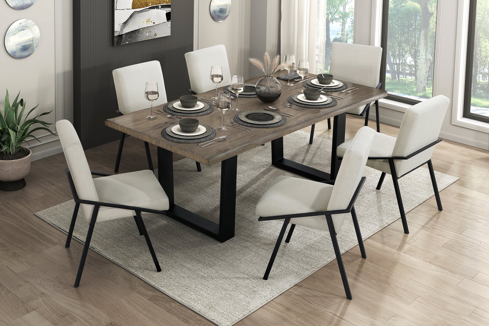 Black Metal Base Contemporary Side Chairs Set Of 2Pc, Cream Fabric Upholstered Dining Furniture Black Cream Dining Room Contemporary,Modern Side Chair Set Of 2 Metal