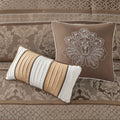 7 Piece Jacquard Comforter Set Brown Gold Cal King California King Brown Gold Polyester