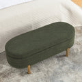 Ottoman Oval Storage Bench,Rubber Wood Leg, Green 46.