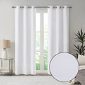 Basketweave Room Darkening Curtain Panel Pair 2 Pcs Window Panels White Polyester