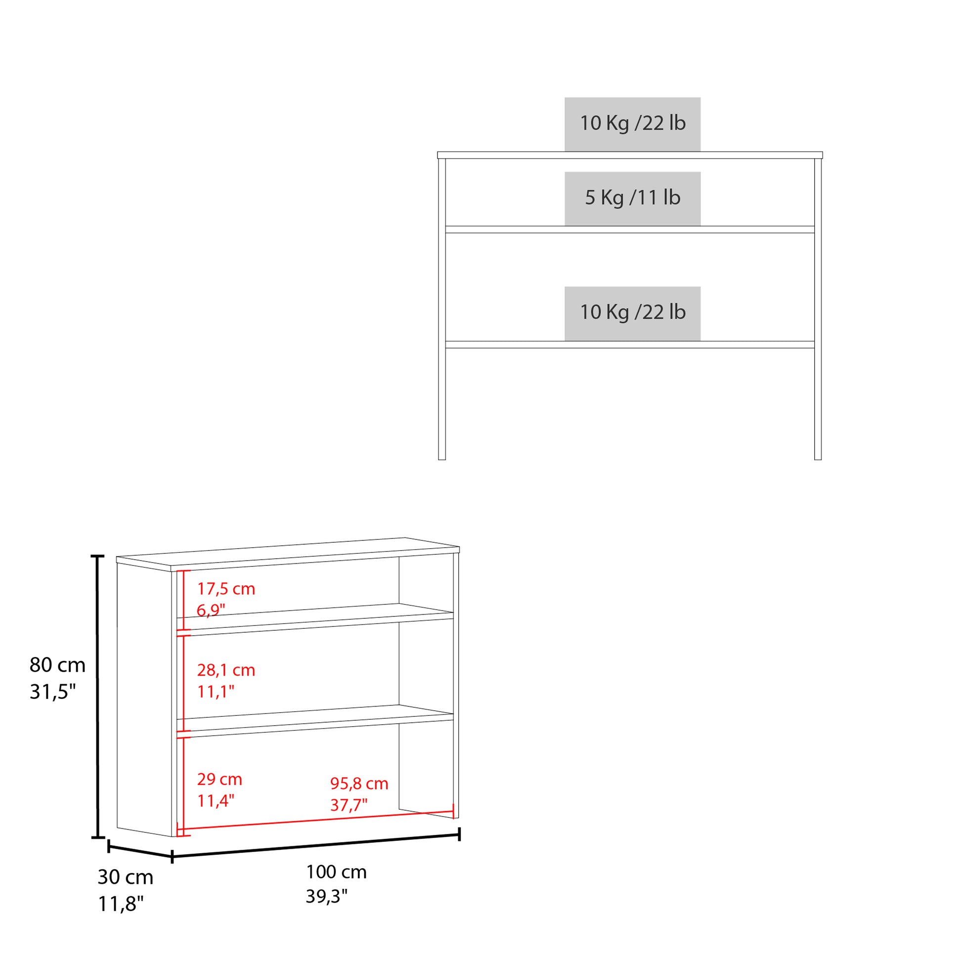 Being 39" Wide 2 Tier Shelf Narrow Console Table, Entryway Table White Primary Living Space Modern Particle Board