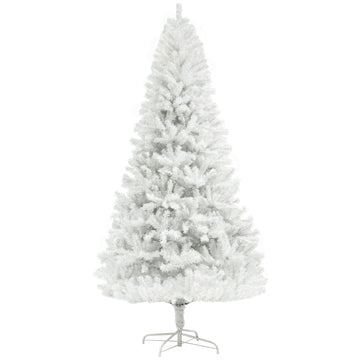 Homcom 6Ft Tall Artificial Christmas Tree, Unlit Xmas Tree With 1000 Branch Tips, Auto Open, Steel Base, Holiday D Cor For Home Office, White White Steel