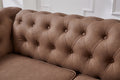 Classic Chesterfield Sofa Loveseat For Living Room Brown Faux Leather Brown Foam Technical Leather 2 Seat