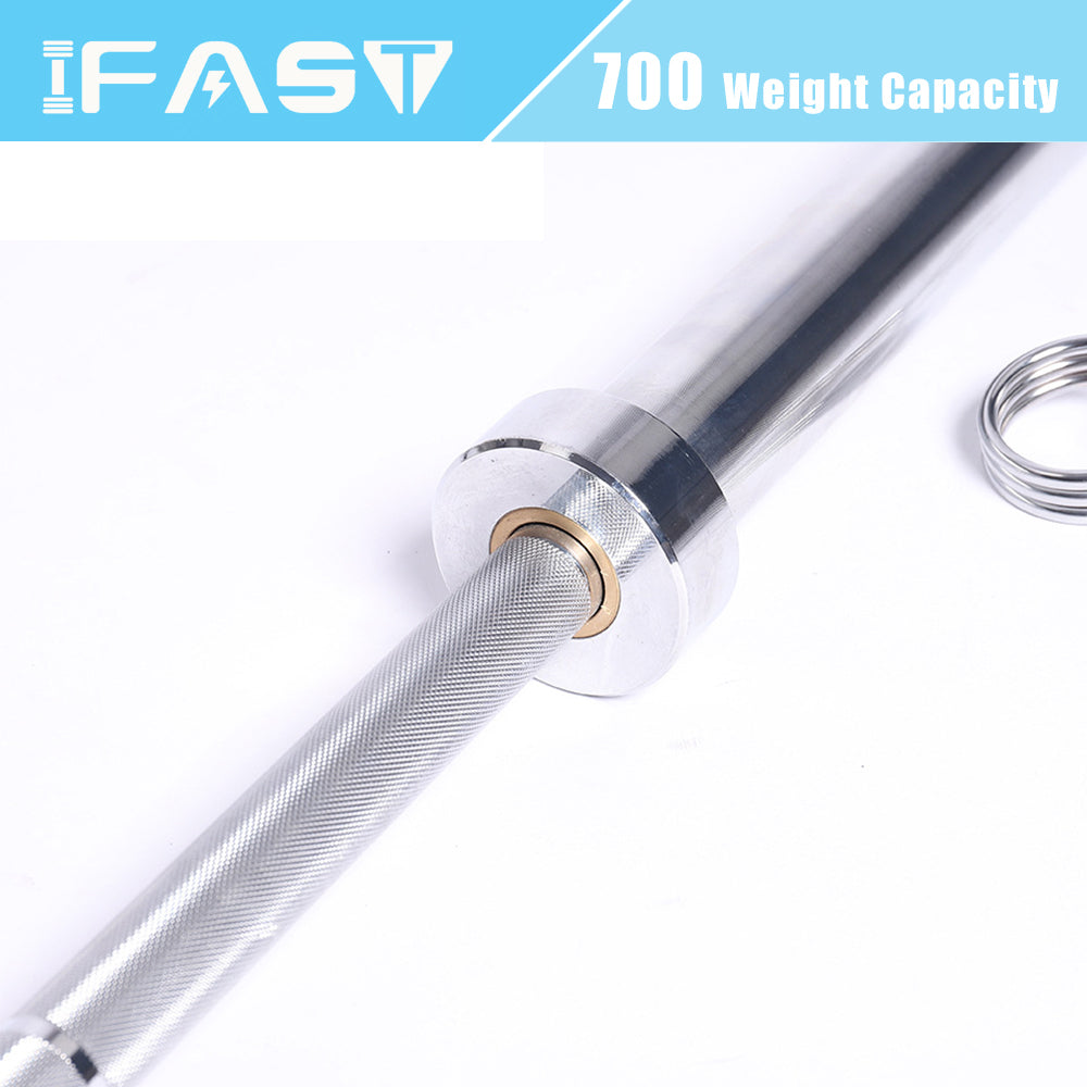 Barbell Bar For 2" Olympic Plates, Home Gym Weightlifting Bar 4Ft Solid Chrome Weight Bar 5Ft Fitness Training Curl Barbell 7.2Ft Indoor Fitness Silver Gym Body Building Stainless Steel