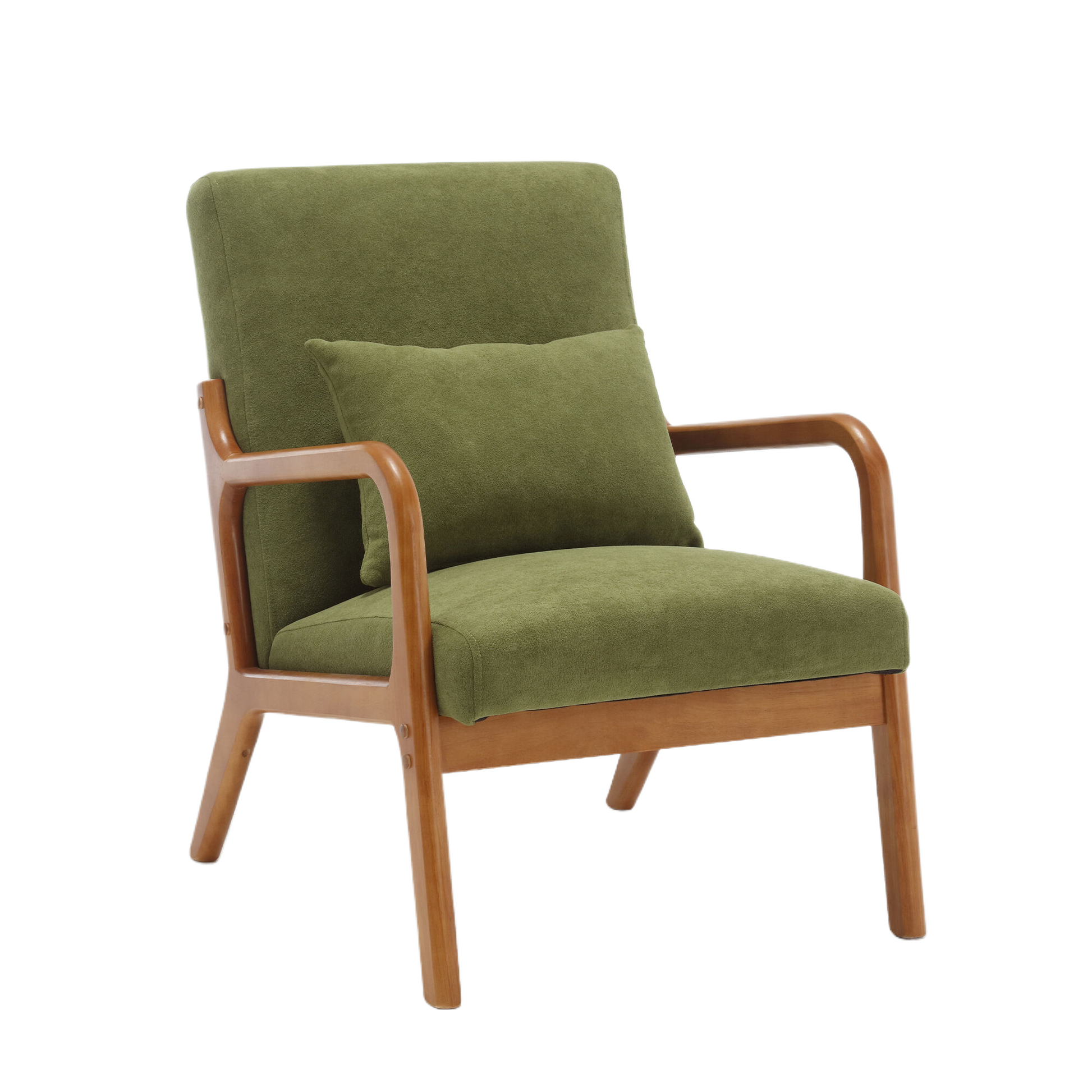 Coolmore Modern Accent Chair, Solid Wood Padding Lounge Armchairs With One Pillow For Living Room, Bedroom, Guest Room Green Green Rubberwood Foam Velvet