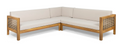 Linwood 3 Piece Wood And Pe Rattan Coversation Sectional Seating Set, Beige Beige Acacia Wood