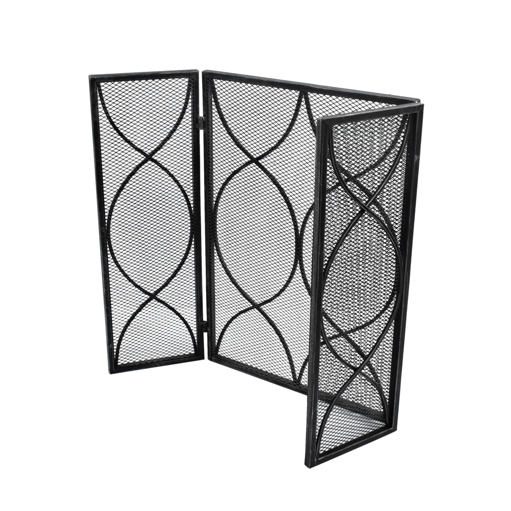 Fire Screen Black Silver Iron