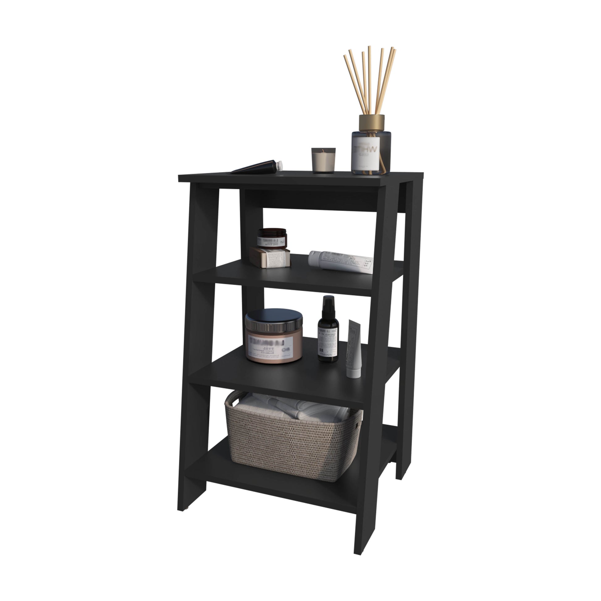 Mcneal Freestanding Bathroom Shelf With Open Storage, Black Black 3 Up To 17 In 24 To 31 In Bathroom Freestanding Modern 10 15 Inches Particle Board Melamine