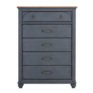 Americana Chest, No Assembly Required, Corduroy Blue Finish Blue Rubberwood Rubber Wood