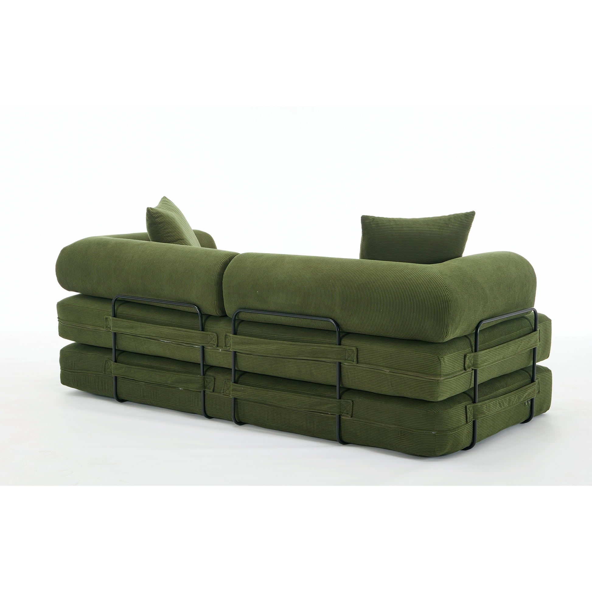 Arrived 78.5" Folding Convertible Out Sleeper Sofa Bed,4 In 1 Diy Combination Convertible Sofa, 3 Seat, Folding Sleeper Sofa, King Sizebedroom,Apartment,Corduroy,Green Green Polyester Primary Living