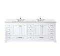 White Double Bath Vanity 84 In. W X 22 In. D, White Quartz Top, And Faucet Set White Plywood Wood