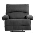 Oversized Manual Recliner Chair Sofa For Living Room Grey Velvet Manual Handle Metal Primary Living Space Soft Cushion Back Heavy Duty American Design,American Traditional,Classic Pillow Top Arms Foam Velvet