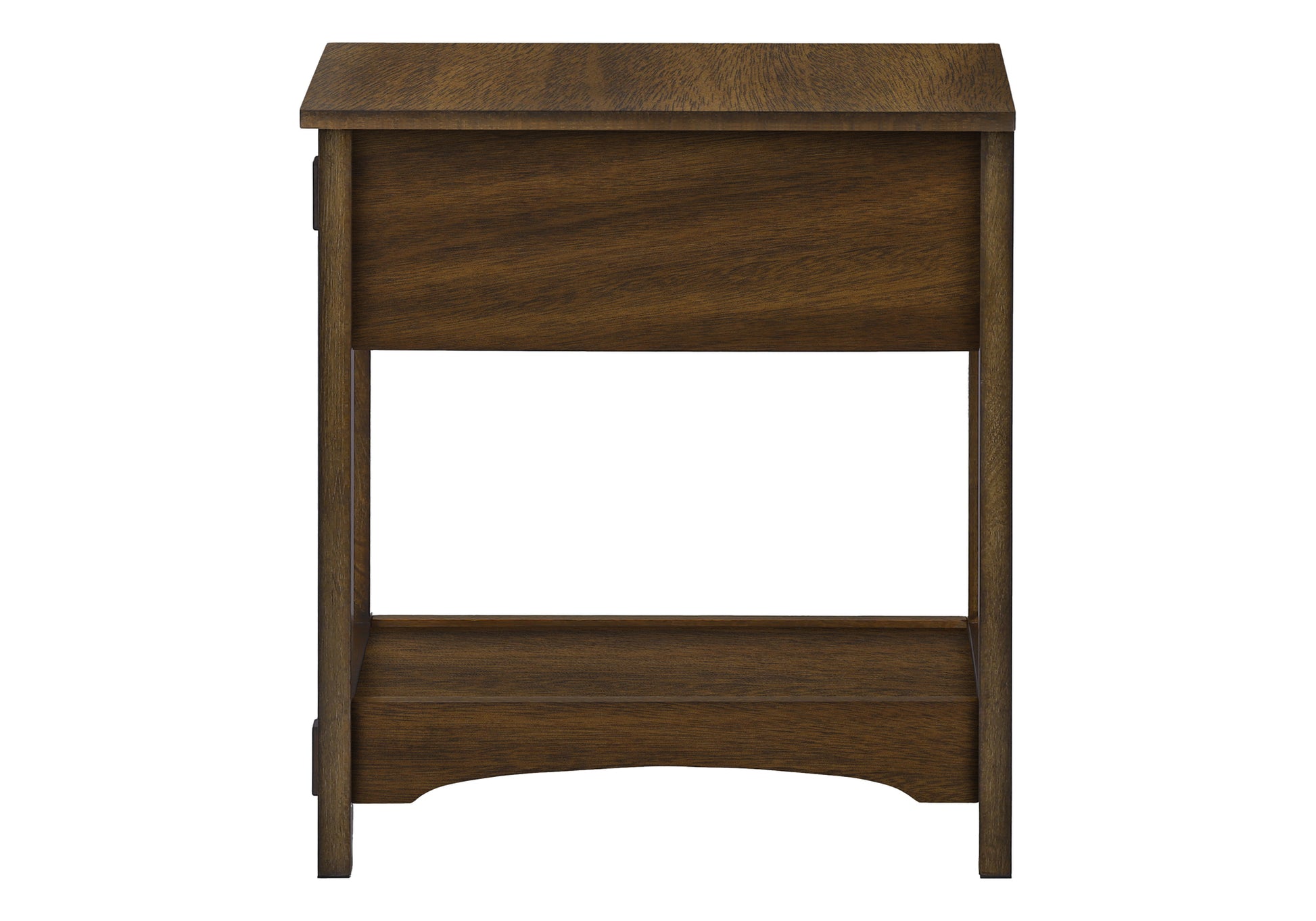 Accent Table, End, Side Table, Nightstand, 2 Tier, Narrow, Storage Drawer, Brown Veneer, Transitional Walnut Mdf