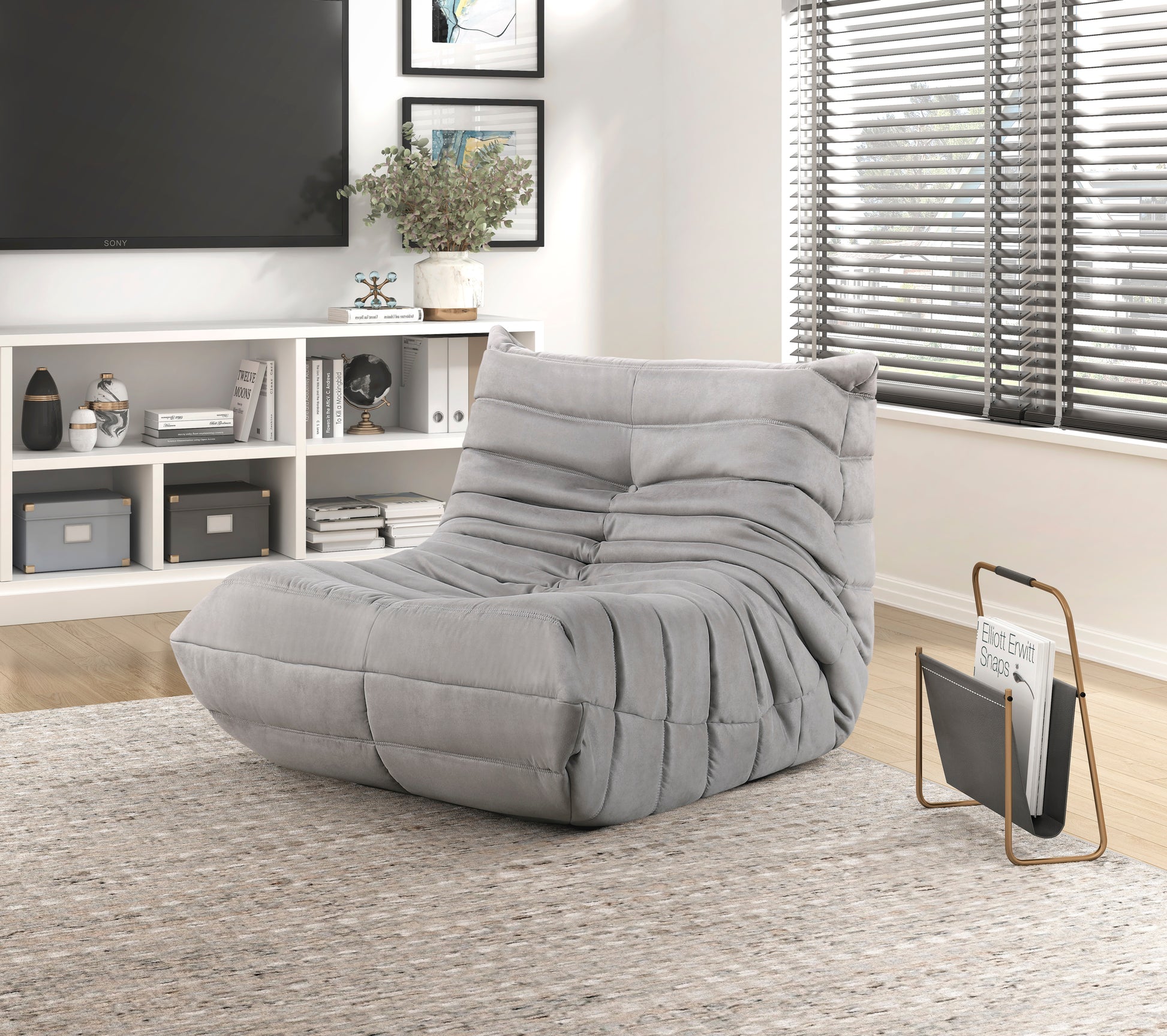 Luxury Accent Chair Button Tufted Detail Gray Microfiber Comfy Chair Living Room Furniture 1Pc Gray Primary Living Space Contemporary,Modern Microfiber