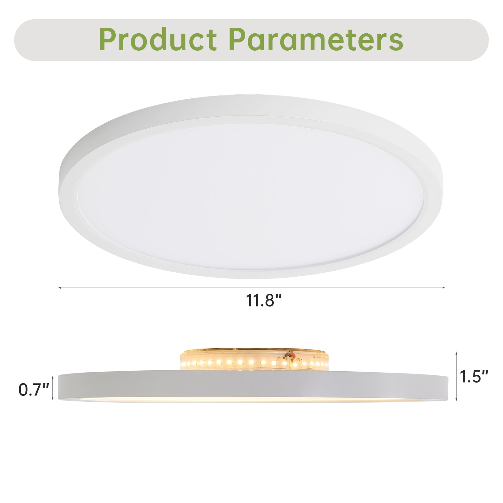 11.8 Inch Flush Mount Ceiling Light, 20W Led Nightlight Ceiling Light Fixture For Kitchen Bedroom Living Room White Abs
