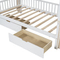 Twin Size Bed With Arched Roof And 2 Drawers, White Twin White Plywood