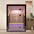 Luxury Double Sauna Room Black Natural Wood Paper Glass