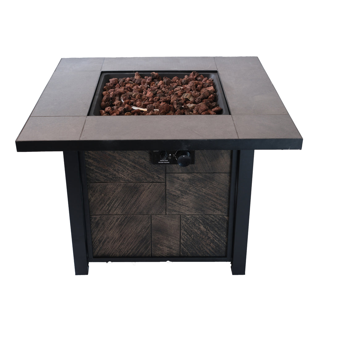 50000 Btu, Csa Certification Square Gas Fire Table ,Contain 5 Kg Lava Stone And Rainproof Cover,Magnesium Oxide Wood Grain Surface Finished,More Suitable For Outdoor Garden Backyard And Durable