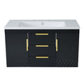 36'' Wall Mounted Bathroom Vanity With Resin Sink, Floating Bathroom Storage Cabinet With 2 Drawers, Solid Wood Bathroom Cabinet Black Bathroom Modern Mdf