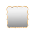 Solid Wood Wavy Square Mirror Natural Wood 36