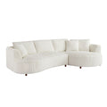 122.04 Inch Corduroy Upholstered Sectional Sofa With Right Facing Chaise For Living Room Office Corner White Corduroy Modern Sofa White Corduroy 3 Seat