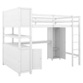 Wood Loft Bed With Cabinet And Bookshelf, Full Size Loft With Wardrobe And Desk For Kids,White Expect Arrival Date 2024 8 25 Full White Pine