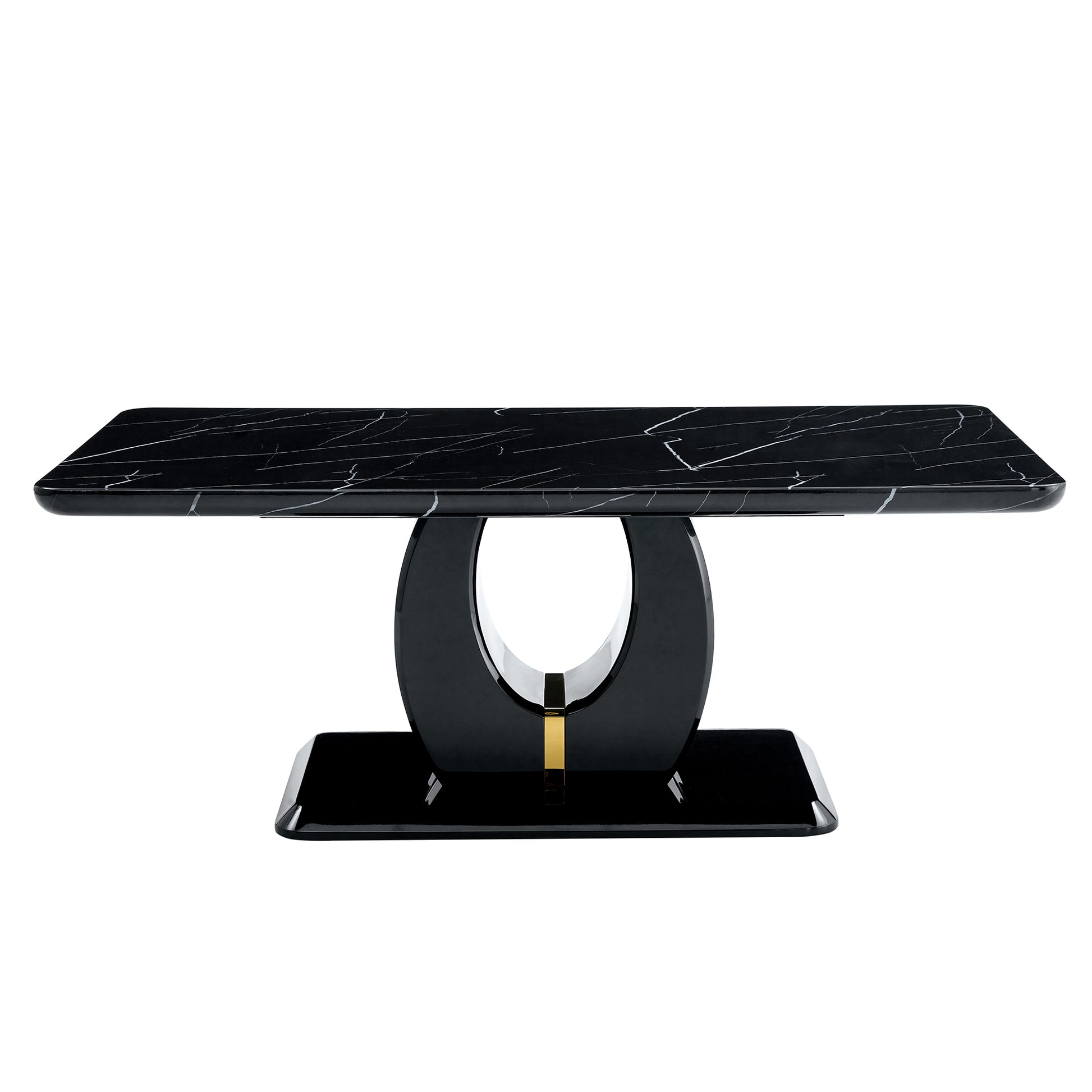 Modern Minimalist And Luxurious Black Patterned Coffee Table, Dining Table, Game Table And Work Desk For Dining Room, Living Room, Terrace And Kitchen. 47 "* 25.6 "*18" Black Mdf