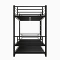 Twin Bunk Bed With Trundle Metal Bunkbeds With Ladder And Full Length Guardrail, Noise Free, No Box Spring Needed, Black Box Spring Not Required Twin Black Metal Bedroom Modern Bunk Metal Metal