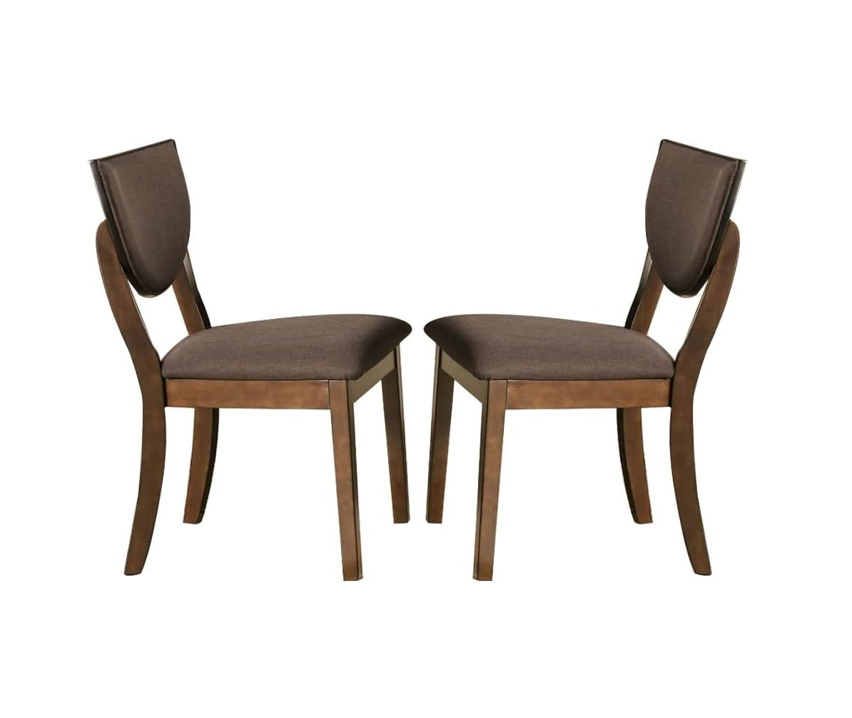 Set Of 2Pc Side Chairs Dining Room Walnut Finish Solid Wood Dark Chocolate Fabric Upholstered Modern Chairs Chocolate,Walnut Dining Room Contemporary,Modern,Transitional Side Chair Solid Back Set Of 2 Fabric,Solid Wood