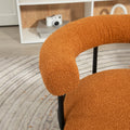 Coolmore Boucle Dining Chairs Set Of 2, Mid Century Modern Curved Backrest Chair, Round Upholstered Kitchen Chairs Orange Boucle Orange Foam Mdf Metal