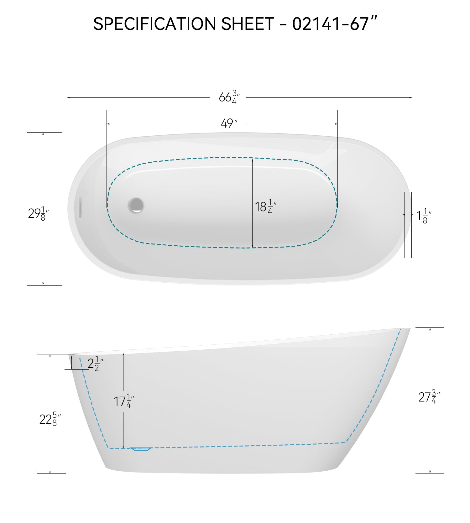 67'' Acrylic Freestanding Soaking Bathtub With Classic Slotted Overflow And Toe Tap Drain In Chrome, Cupc Certified.Easy To Install, 02141 Glossy White Oval Bathroom Freestanding Tubs Polished 61 69 In Contemporary Soaking Left Acrylic Acrylic